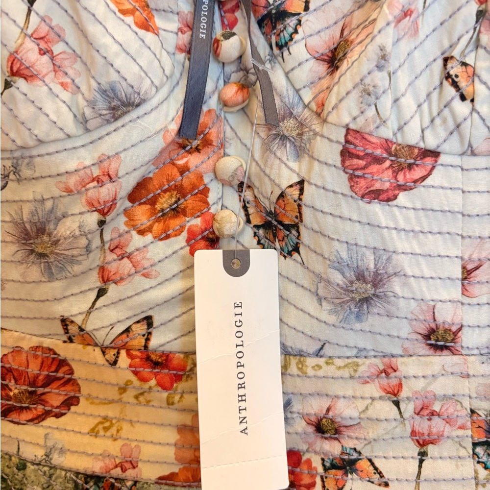 Anthropologie The Muse Basque-Waist Midi Dress. Easter, Garden PArty, Shower! - Picture 11 of 11